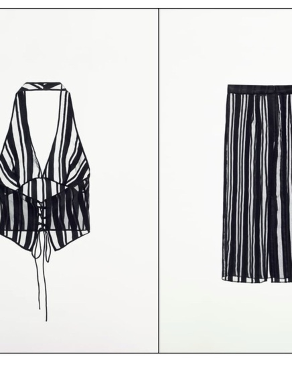Zara Black and White Striped Halter Top and Skirt Set